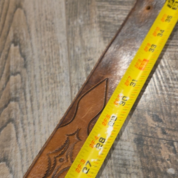 Rainbow Trout Fisherman Vintage Wood Buckle Belt - Picture 4 of 7